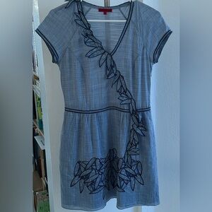 Vivienne Tam Light Blue Mini Dress Cotton Application embroidery Japan Designer